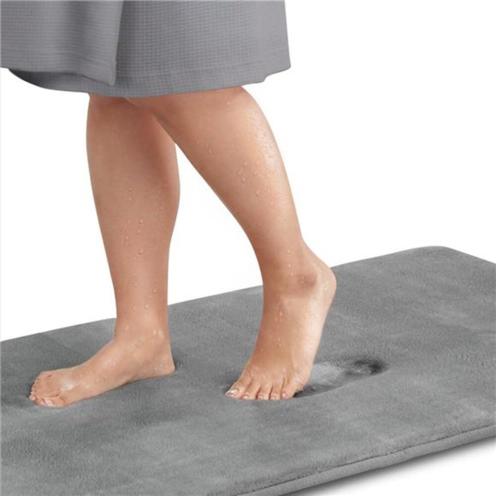 Bath Mats, Non Slip - Grey 17" x 24" Memory Foam Bathroom Rugs - Quick Dry